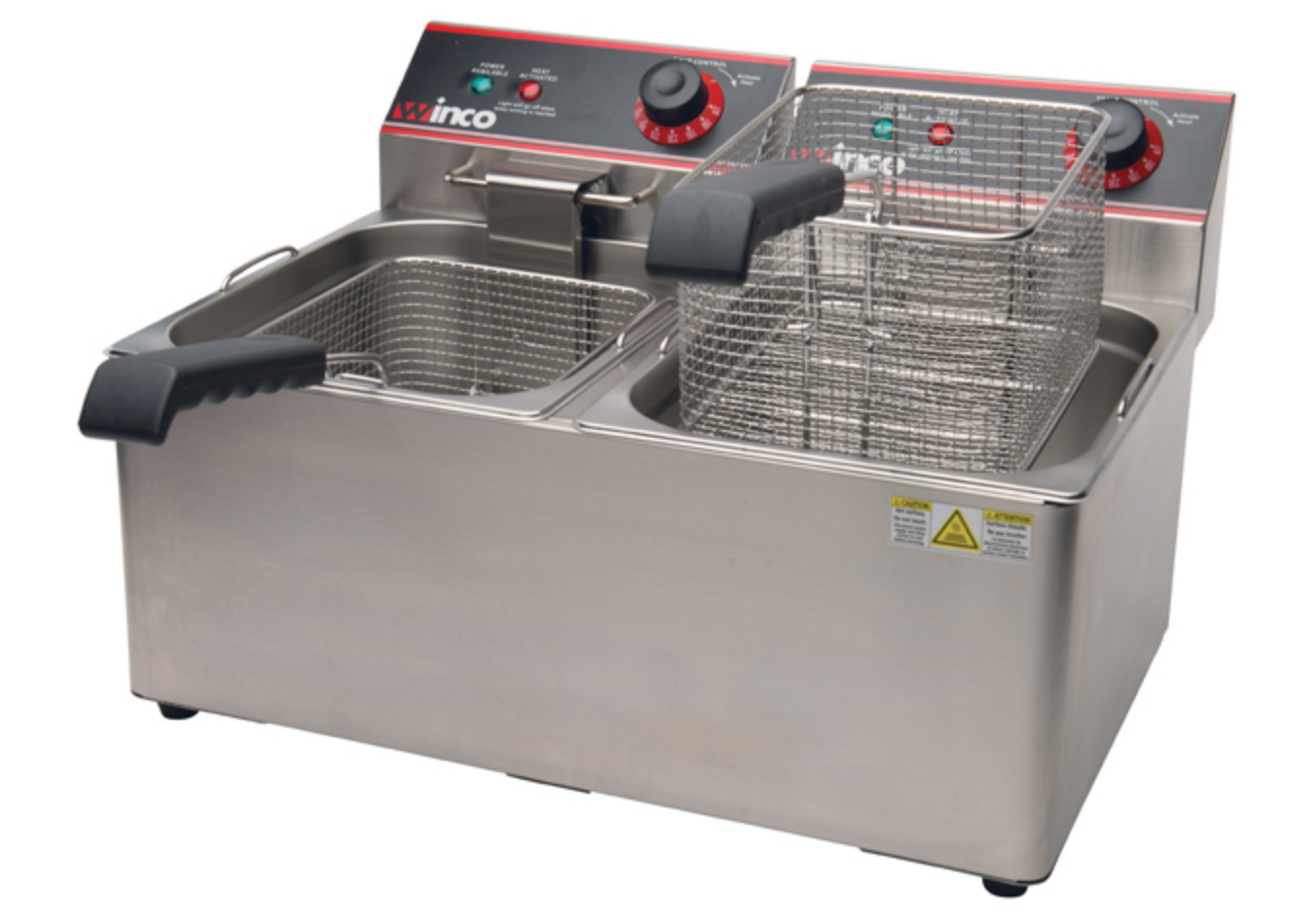 Winco EFT-32 Electric Counter Top Double Well Deep Fryer - 120V