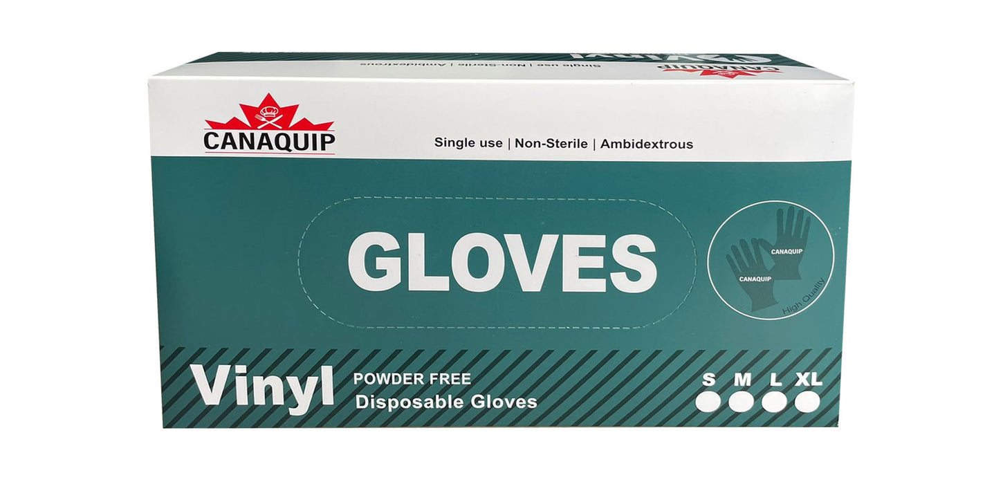Canaquip Food Grade PVC Vinyl Powder Free Gloves (S/M/L/XL) - 9.5 MIL/0.24 mm - 100 pcs/box VIN01