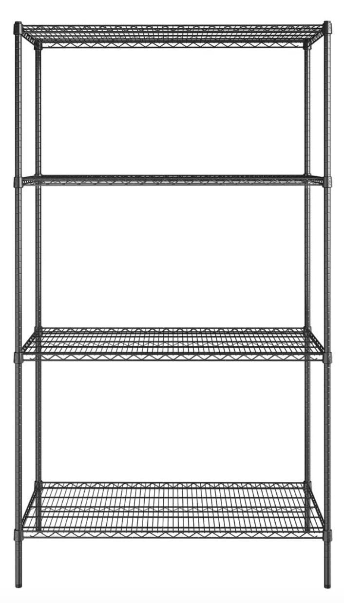 Epoxy-Coated Wire Shelving Unit in Chrome/Black Finish