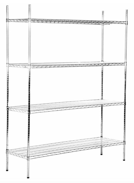 Canarac Chrome/Black Epoxy Wire Shelf Kits (72" High, 4 Shelves) - Various Sizes - Omni Food Equipment