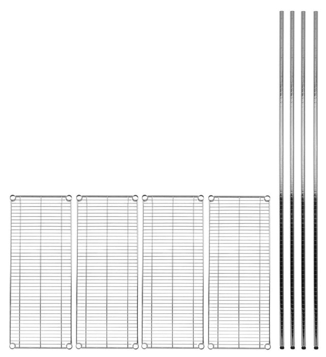 Canarac Chrome/Black Epoxy Wire Shelf Kits (72" High, 4 Shelves) - Various Sizes - Omni Food Equipment