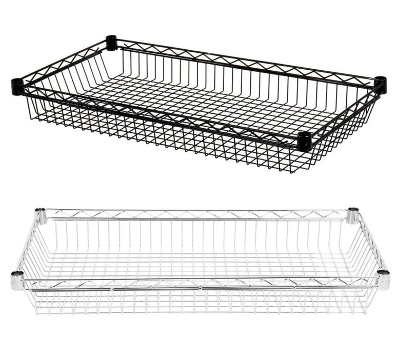 Canarac Individual Chrome/Black Epoxy Wire Shelf Baskets - Various Sizes - Omni Food Equipment