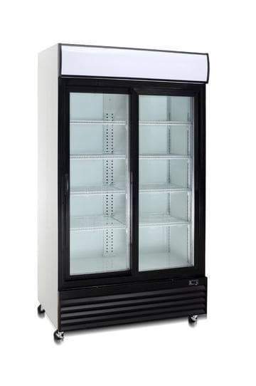 Coolasonic P1150WA double door glass refrigerator