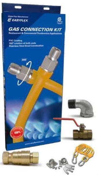 Easy Flex EFGC-FS-034-K1-48 Commercial 3/4" Diameter Quick Disconnect Gas Hose Kit - 48" Hose Length - Omni Food Equipment