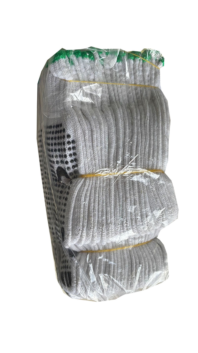 Canaquip Cotton PVC Dotted Gloves - PDN003 - 12 pair/bag (One Size Fits All)