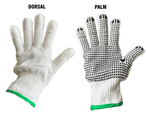 Canaquip Cotton PVC Dotted Gloves - PDN003 - 12 pair/bag (One Size Fits All)