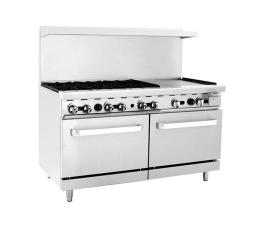 Omega ATO-6B24G Natural Gas 6 Burners with 24" Griddle Stove Top Range - Omni Food Equipment