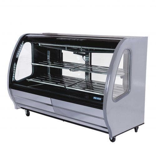 Pro-Kold DDC-80 Curved Glass 74" Refrigerated Deli Case - Available in White, Black or S/S Finish - Omni Food Equipment