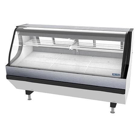 Pro-Kold MCSC-80-W Curved Glass 79" Refrigerated Fresh Meat Display Case - SELF-CONTAINED CONDENSING UNIT - Omni Food Equipment