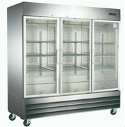 Canco SSGR-2040 stainless steel display fridge triple glass doors front view