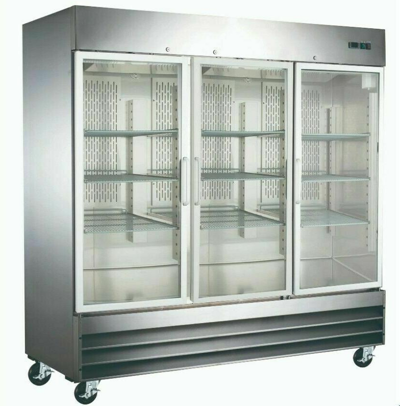 Canco SSGR-2040 stainless steel display fridge triple glass doors front view