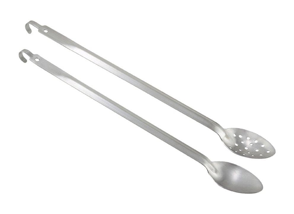Winco 21″ Heavy-Duty Basting Spoon with Hook - Omni Food Equipment