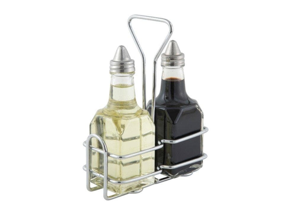 Winco 6 oz Oil/Vinegar Cruet Set - Omni Food Equipment