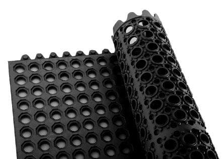 Winco Black Interlocking Rubber Floor Mat - 3'x3' - Omni Food Equipment