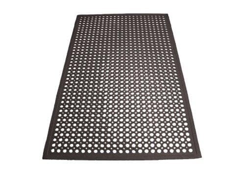 Winco Black Rubber Floor Mat With Beveled Edge - Omni Food Equipment