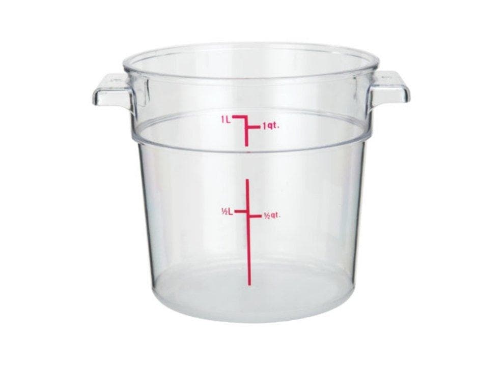 Winco Clear Polycarbonate Round Storage Container - Various Sizes - Omni Food Equipment