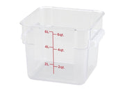 Winco Clear Polycarbonate Square Storage Container - Various Sizes - Omni Food Equipment