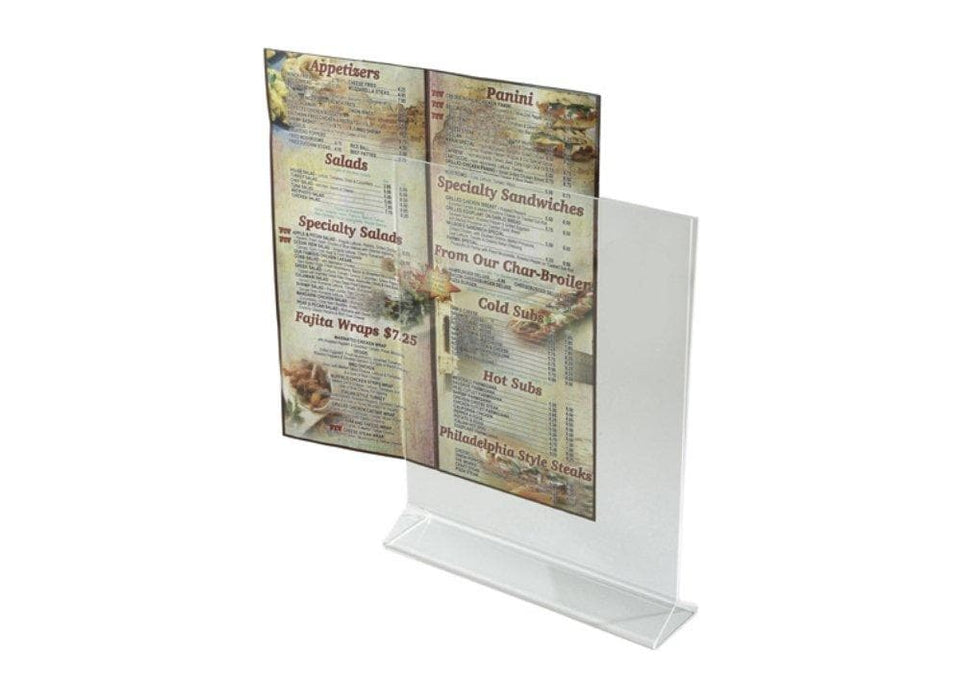 Winco Double-Sided Clear Acrylic Menu Stand - Omni Food Equipment