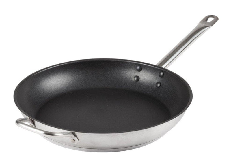 Winco Excalibur Stainless Steel Non Stick Fry Pan - Various Sizes - Omni Food Equipment