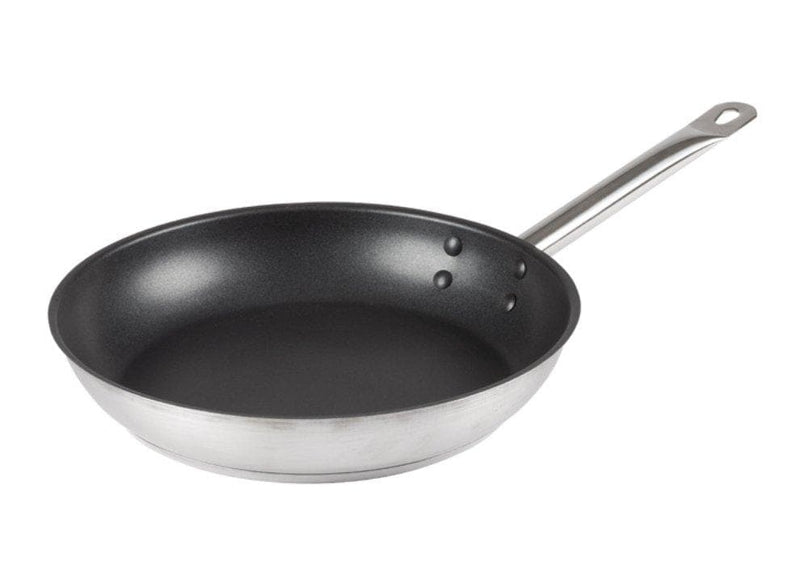 Winco Excalibur Stainless Steel Non Stick Fry Pan - Various Sizes - Omni Food Equipment