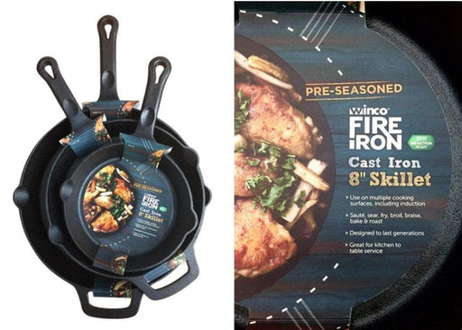 Winco FireIron™ Cast Iron Skillet - Various Sizes - Omni Food Equipment
