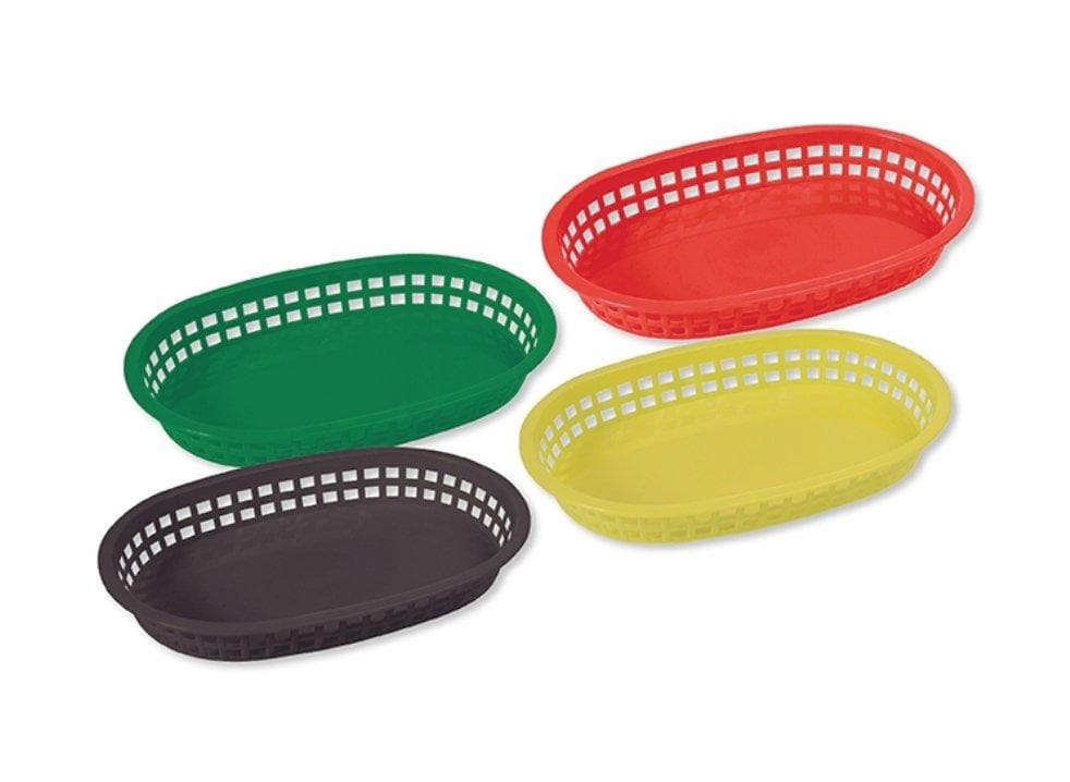 Winco Shallow Oval Platter Baskets (Pack of 12) - Various Colours - Omni Food Equipment