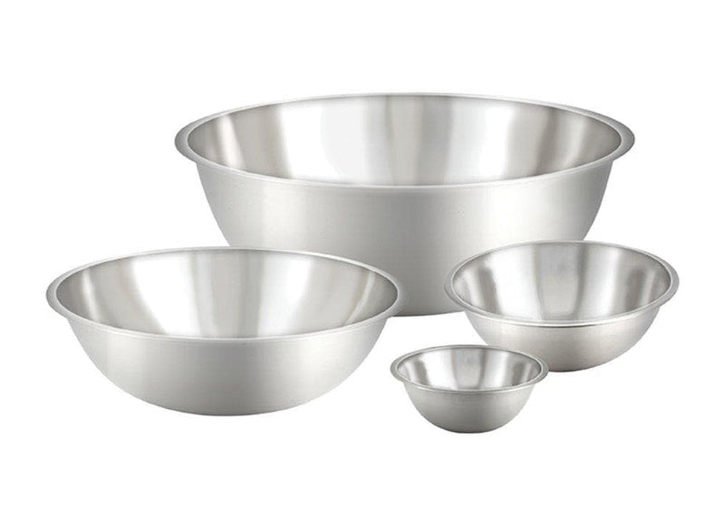 Winco Shallow Stainless Steel Heavy-Duty Mixing Bowl - Various Sizes - Omni Food Equipment