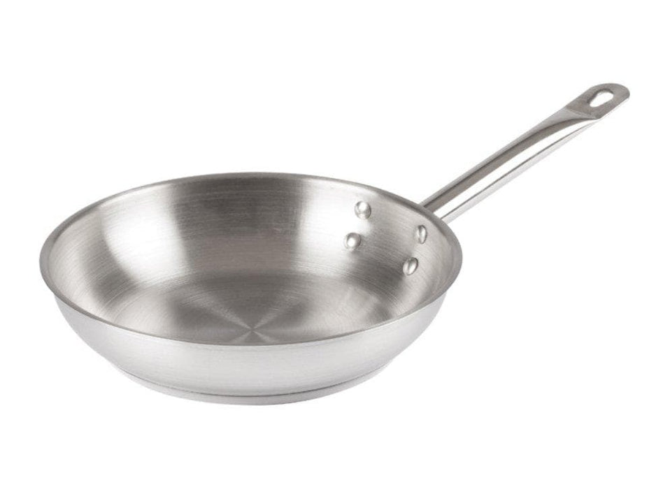 Winco Stainless Steel Fry Pan - Various Sizes - Omni Food Equipment