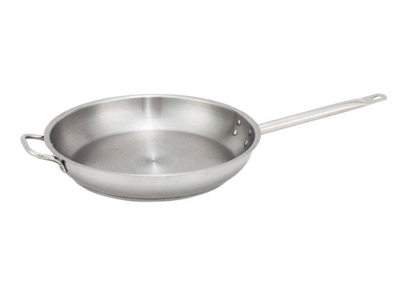 Winco Stainless Steel Fry Pan - Various Sizes - Omni Food Equipment