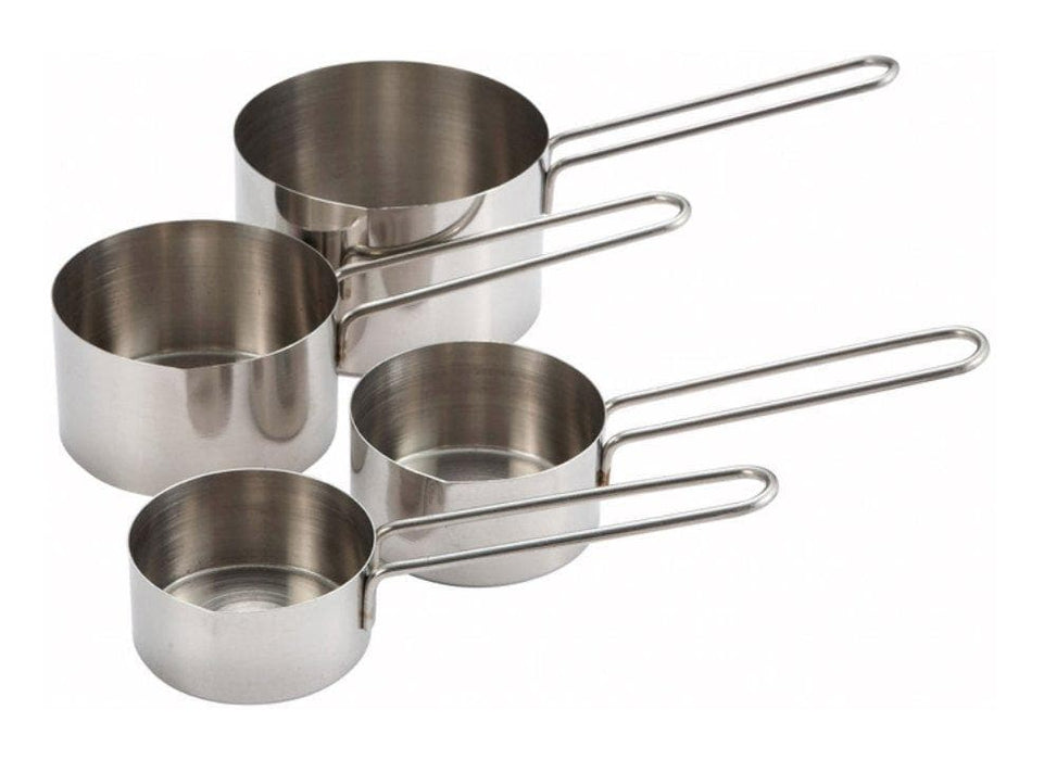 Winco Stainless Steel Measuring Cup Set With Wire Handle (Set of 4) - Omni Food Equipment