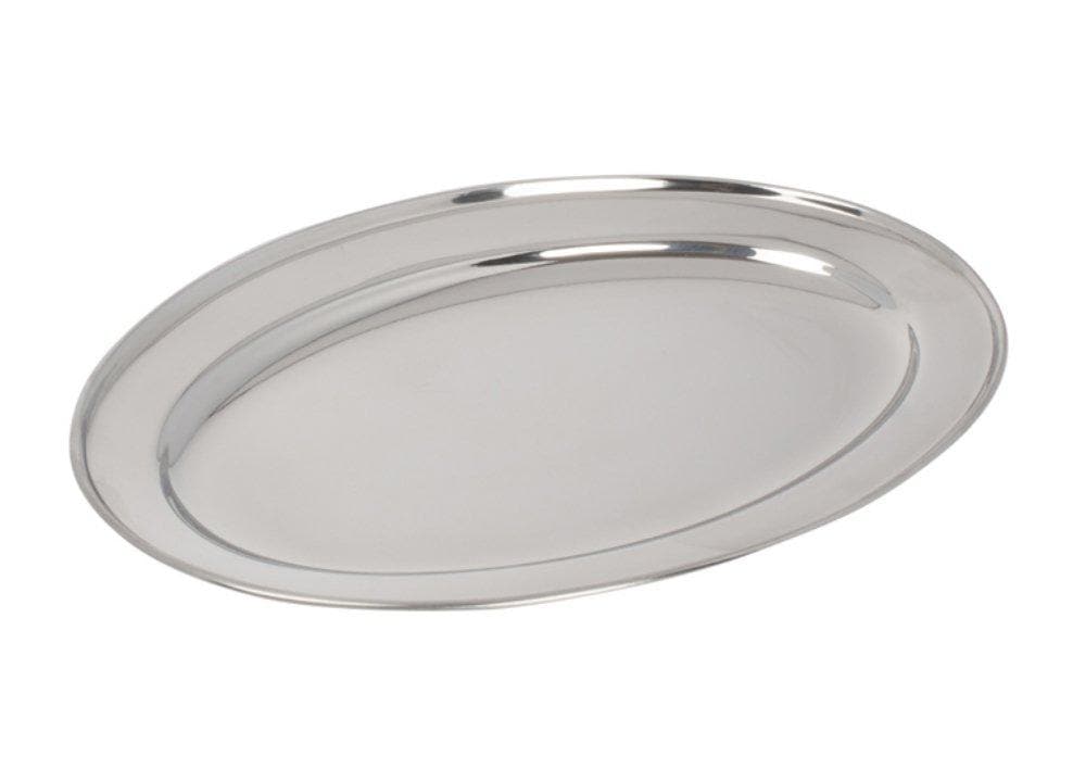Winco Stainless Steel Oval Platter - Various Sizes - Omni Food Equipment