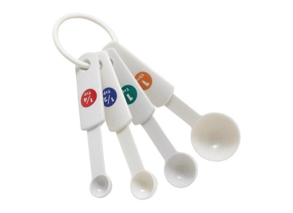 Winco White Plastic Measuring Spoon Set (Set of 4) - Omni Food Equipment